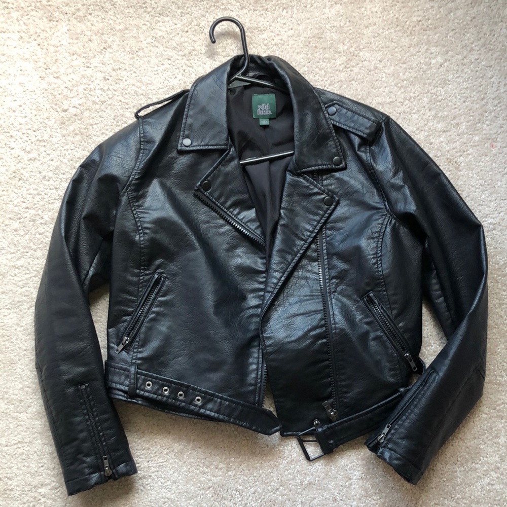 Wild fable black leather jacket with zipper